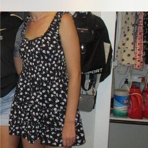 Urban Outfitters Black and White Floral Midi Dress